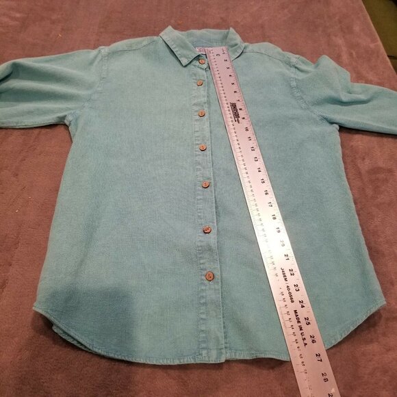 Sea Breeze Of California Women Small Button Front Top Roll Tab Shirt Cotton Blue - Picture 5 of 6
